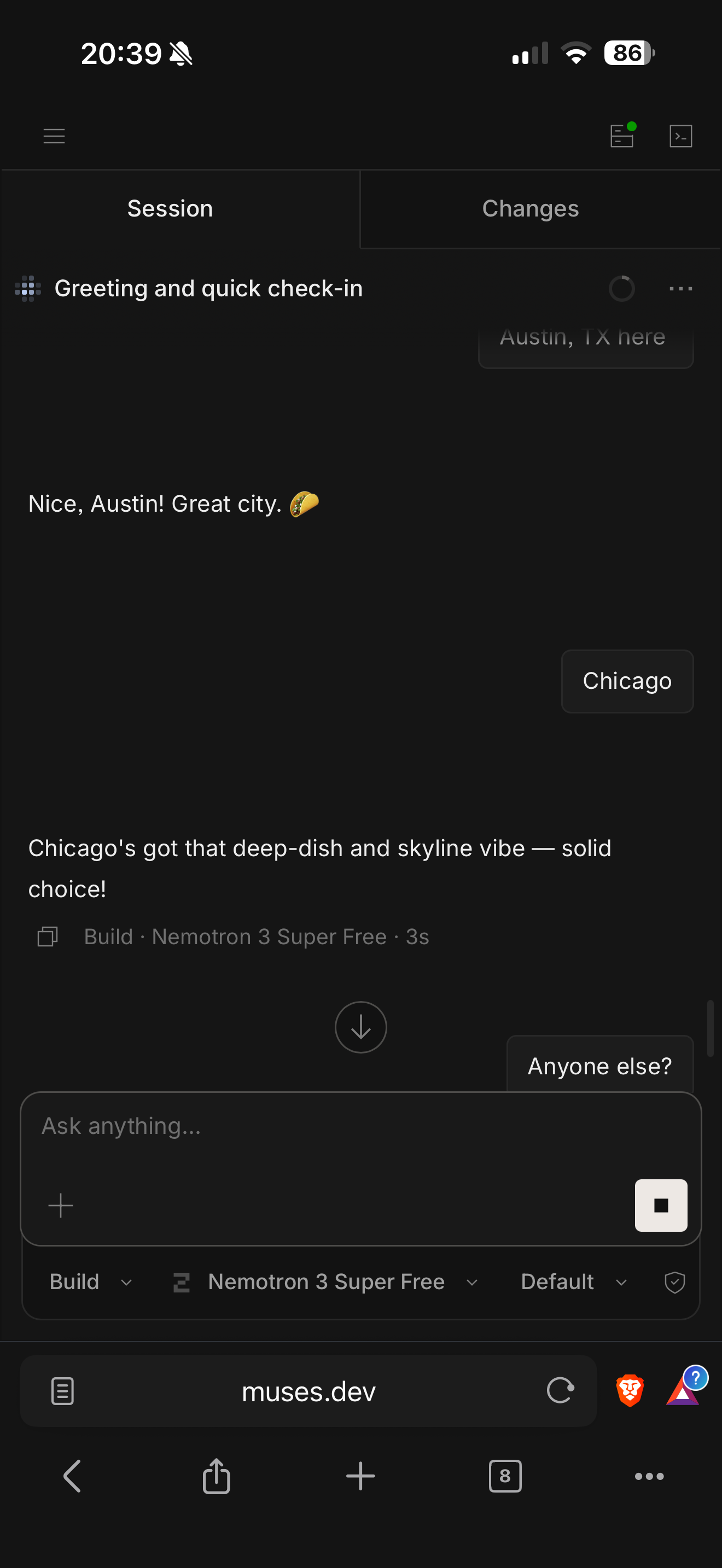 Collaborative session screenshot one